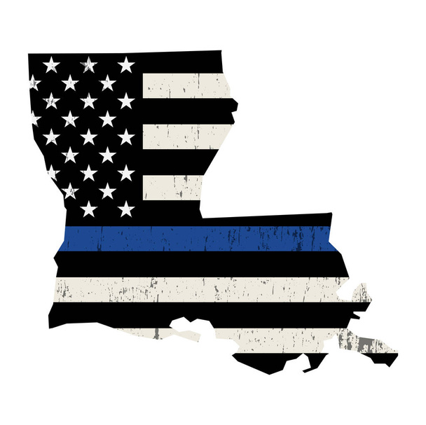 State of Louisiana Police Support Flag Illustration - Vektör, Görsel