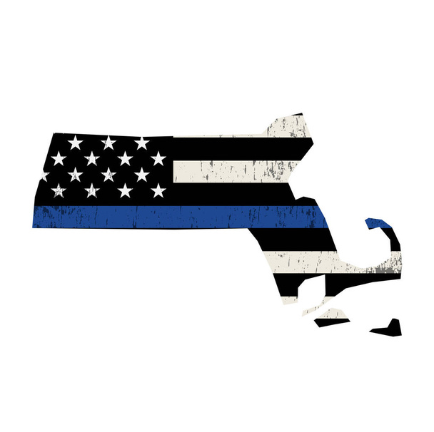 Stato del Massachusetts Illustrazione della bandiera di sostegno della polizia
 - Vettoriali, immagini