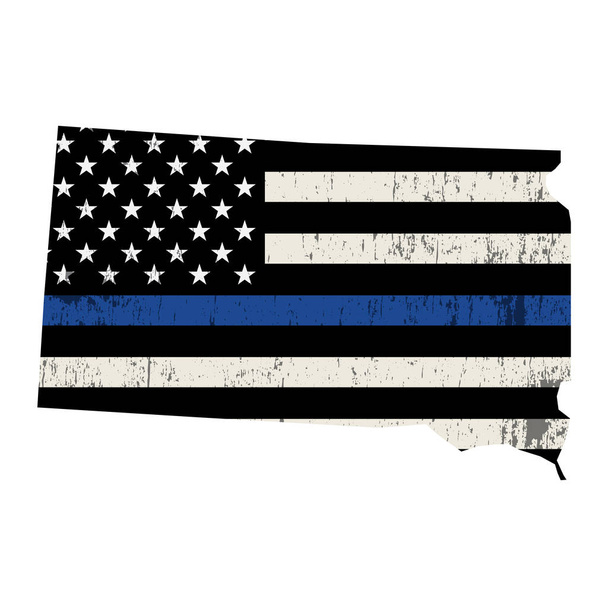 State of South Dakota Police Support Flag Illustration - Vector, Image