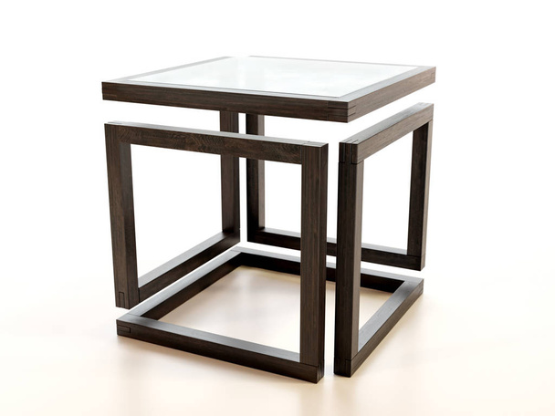 Modern wooden coffee table with glass tabletop - Valokuva, kuva