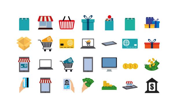 Isolé shopping et commerce électronique icône set vectoriel design
 - Vecteur, image