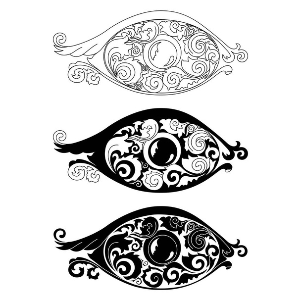 Rysunek zarysu trzech oczu, gałka oczna ludzkiego ciała, vi - Wektor, obraz