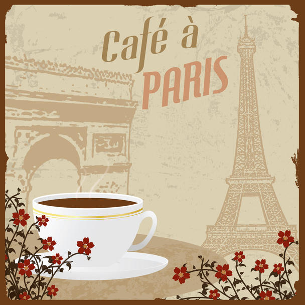 French coffee vintage poster - Vector, imagen