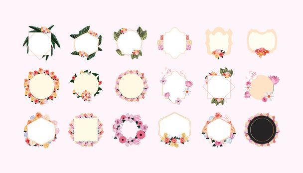 Isolated natural flowers and leaves wreaths and crowns vector design - Vector, Image
