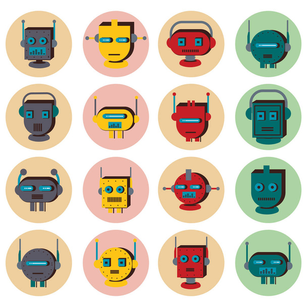 paquet de robots têtes technologie ensemble icônes
 - Vecteur, image