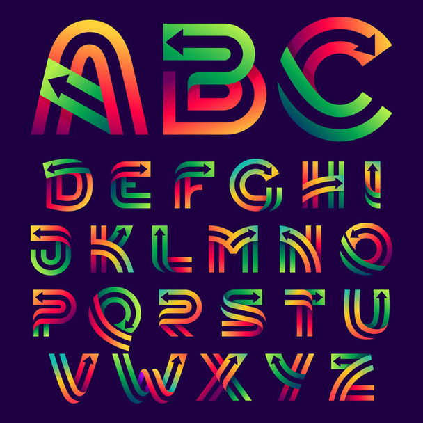 Alphabet letters with arrows inside. - Vector, Image