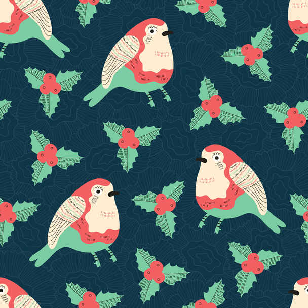 Christmas bird seamless pattern - Vettoriali, immagini