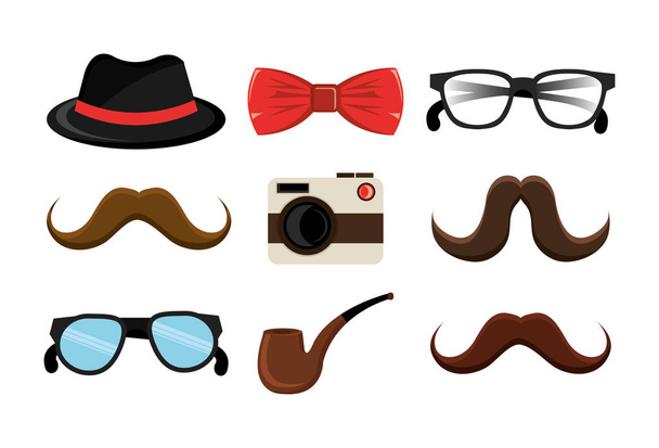 set of bowtie and accessories masculine - Vector, Image