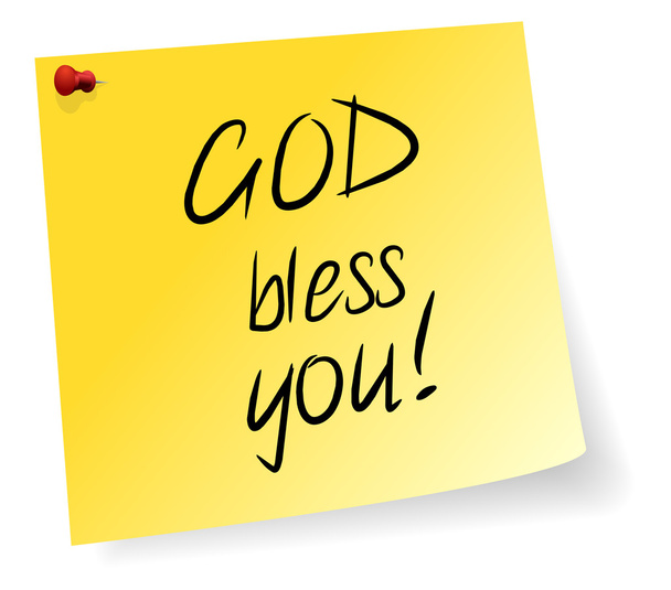 κίτρινα κολλώδη σημείωση με ο Θεός ευλογεί σας μήνυμα - Διάνυσμα, εικόνα