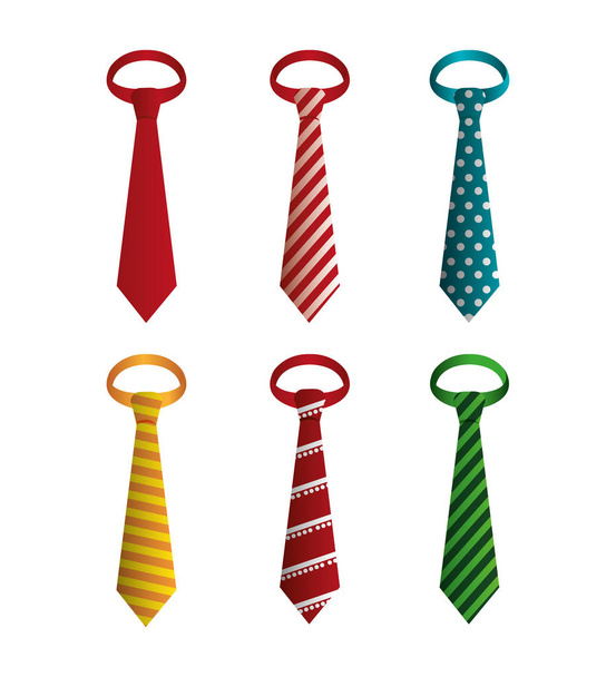 set of elegants neckties icons - Vector, Imagen