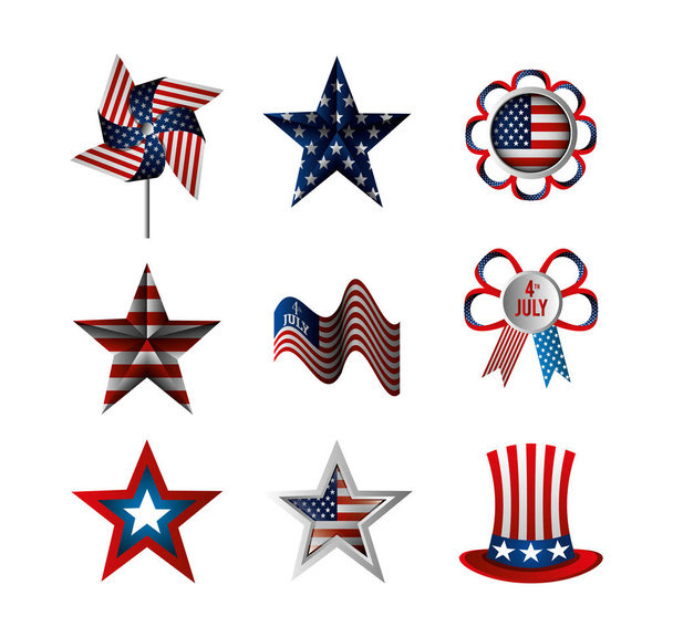 bundle of independence usa icons - Vector, Image