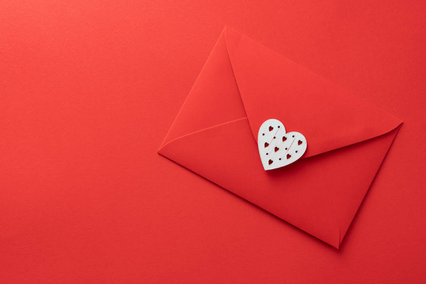 valentines day love letter Flat lay background - Φωτογραφία, εικόνα