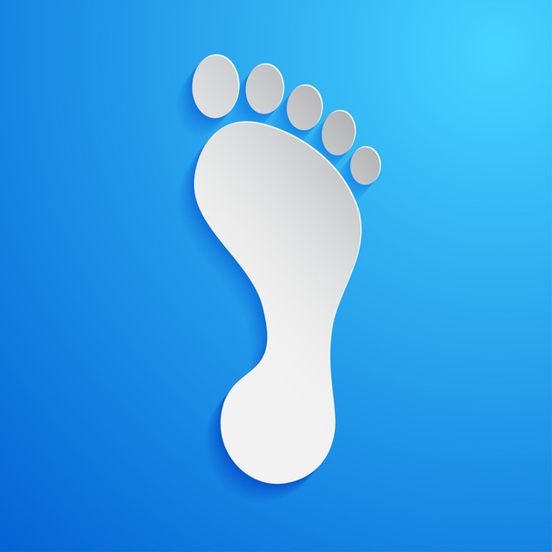 Human footprint icon on blue background. Vector illustration - Διάνυσμα, εικόνα