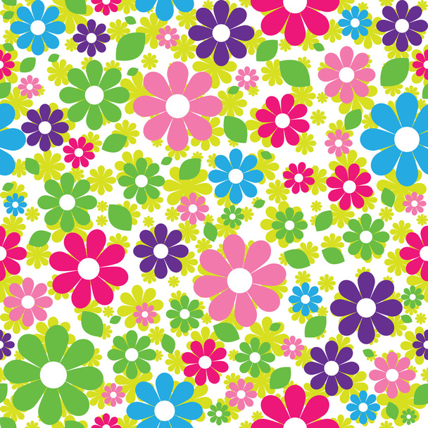 Vector seamless pattern of colorful flowers - Vector, Image