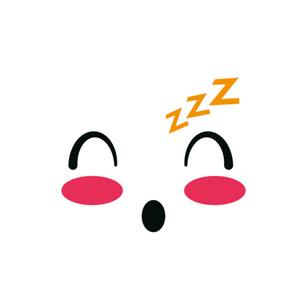 Isolé kawaii endormi visage dessin animé vecteur design
 - Vecteur, image