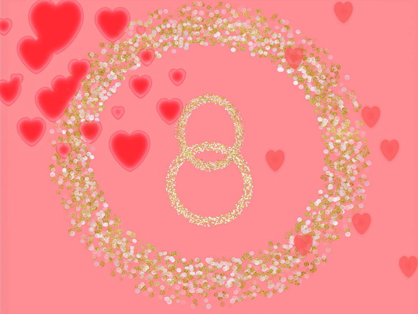 mujeres día saludos tarjeta 8 mart fondo de vacaciones, elementos dorados círculo rosa fondo con el mejor corazón de amor deseos amor citas texto copiar espacio
 - Foto, Imagen