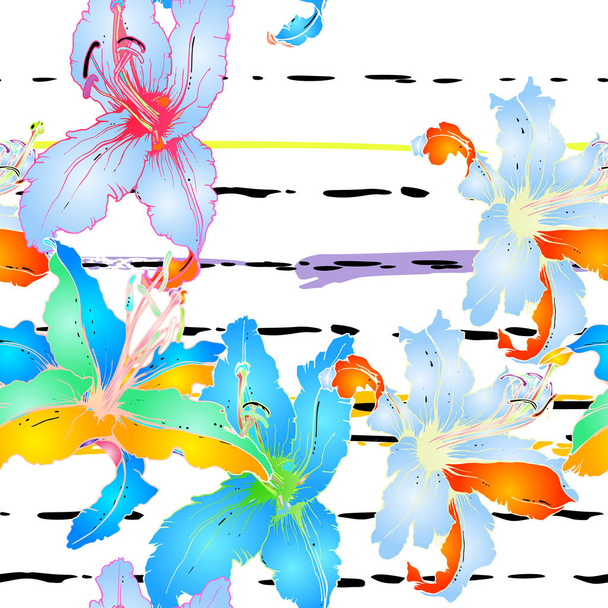 Artistic Floral Seamless Pattern.Stripe - Διάνυσμα, εικόνα