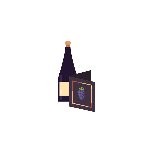 Μεμονωμένη φιάλη κρασιού και διανυσματικός σχεδιασμός μενού - Διάνυσμα, εικόνα