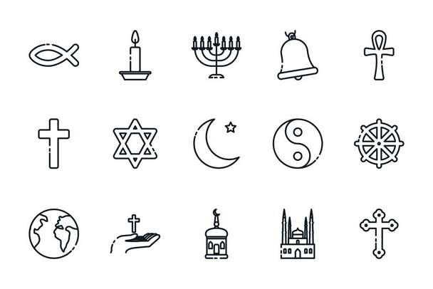 Icono conjunto de símbolos del mundo religioso diseño de vectores
 - Vector, imagen