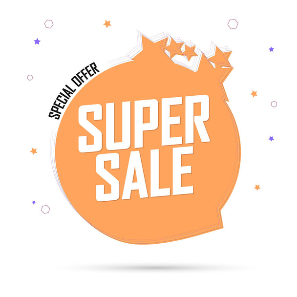 Super Sale, special offer, promotion tag design template, discount speech bubble banner, vector illustration - Vector, afbeelding