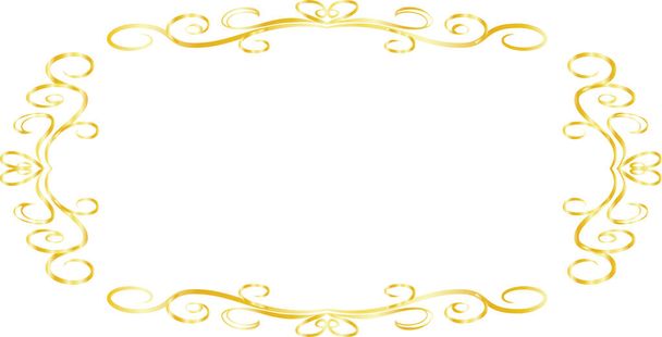 Gold Horizontal rectangular antique pattern frame  - Vector, Image