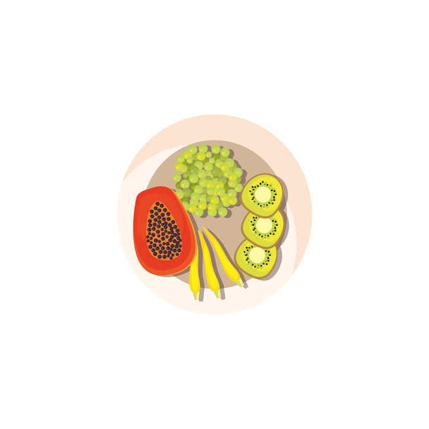 Изолированные папайя киви и виноград векторный дизайн
 - Вектор,изображение