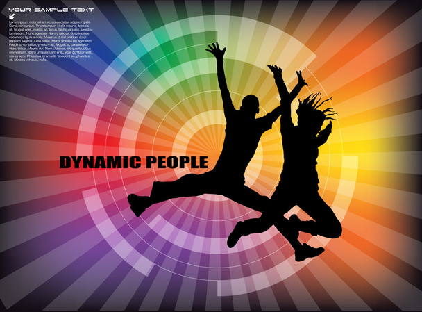 mensen springen op abstracte achtergrond - Vector, afbeelding