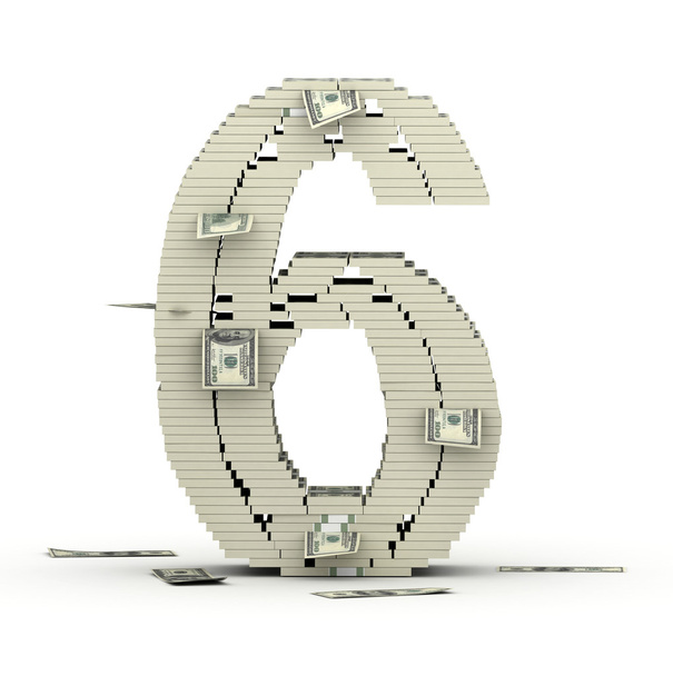 Number 6, font from dollars paks - Photo, Image