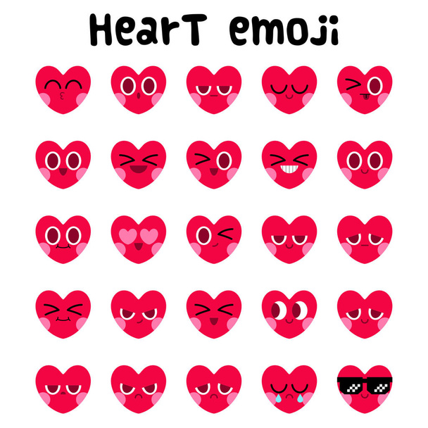 srdce emoji výraz obličeje nastaven - Vektor, obrázek