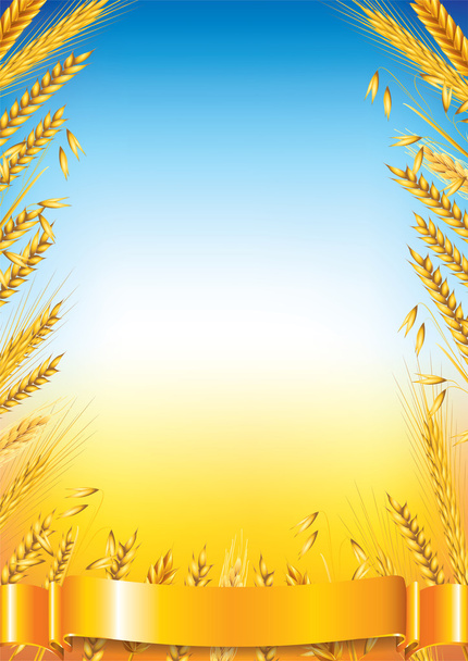 Рамка пшениці на фоні поля Векторний фон
 - Вектор, зображення