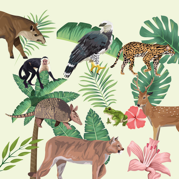 grupo de animales salvajes y exóticos
 - Vector, Imagen