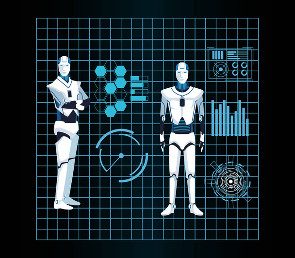tecnologia de inteligência artificial máquinas cyborg funções futuristas
 - Vetor, Imagem