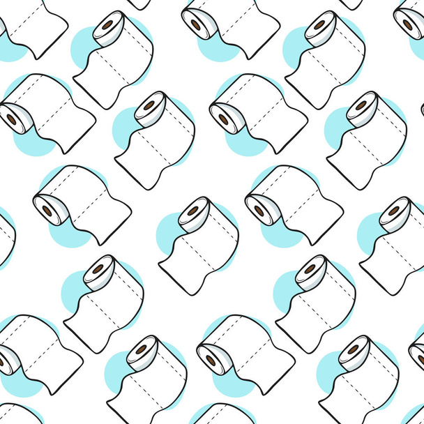 Naadloos patroon met wc-papier rollen in cartoon stijl - Vector, afbeelding
