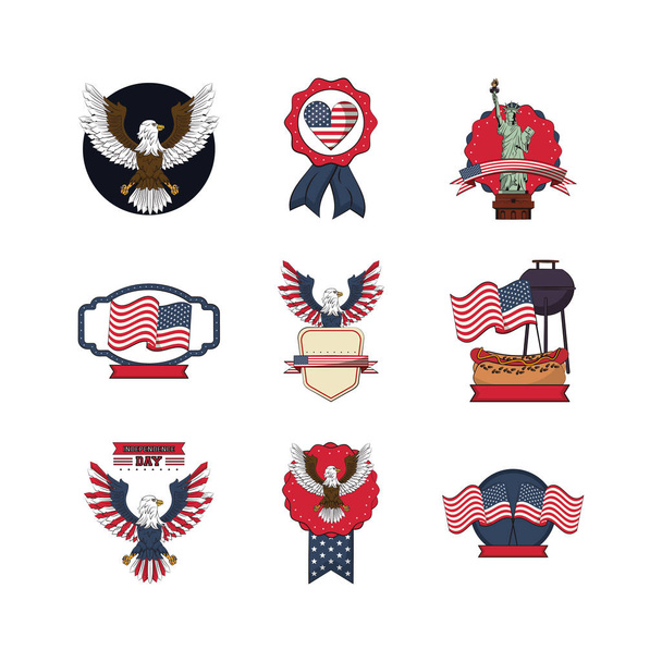 pacote de ícones conjunto EUA
 - Vetor, Imagem