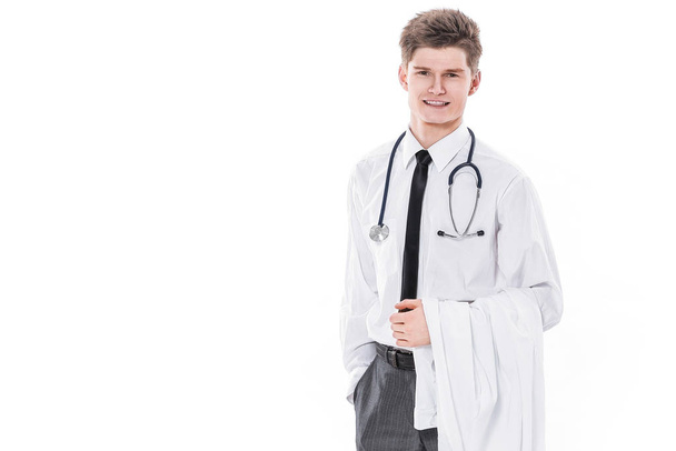in full growth.portrait of a young doctor. - Foto, imagen