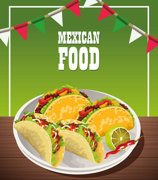 mexikanisches Essen Poster mit Tacos - Vektor, Bild