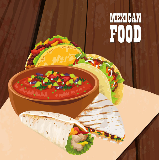 mexikói élelmiszer plakát tacóval - Vektor, kép