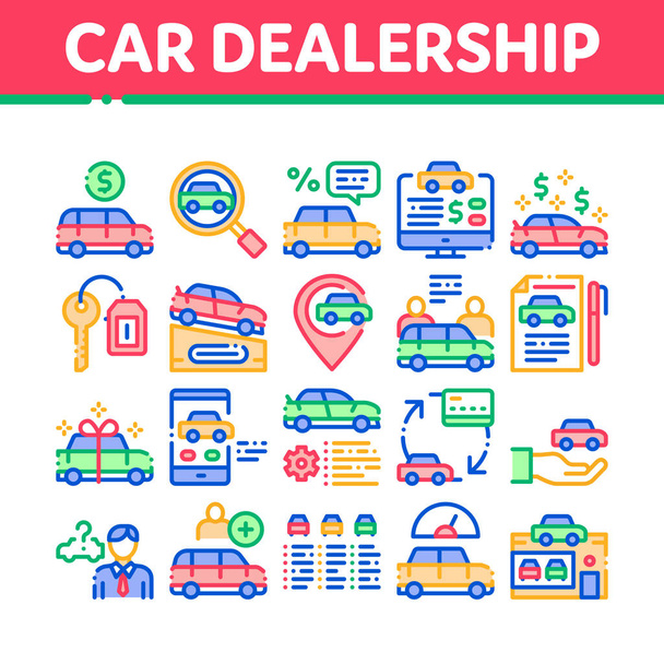 Car Dealership Shop Collection Icons Set Vector - Vector, Image