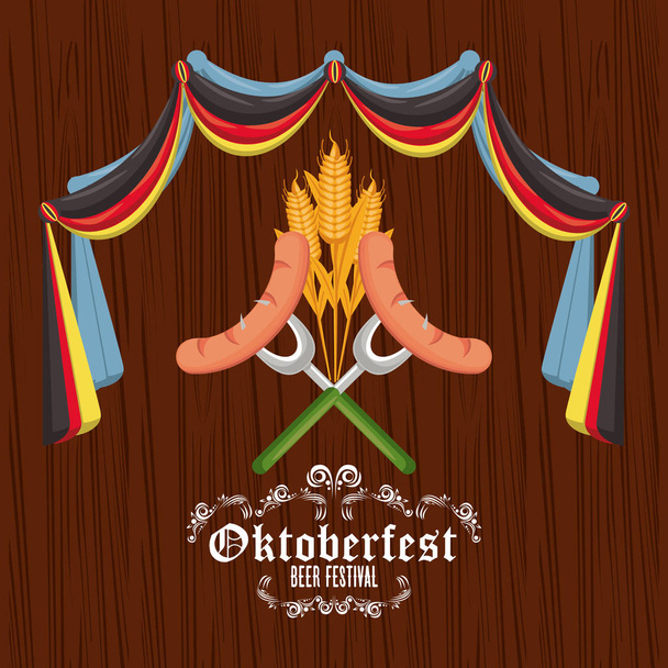 Празднование Октоберфеста, дизайн Пивного фестиваля
 - Вектор,изображение