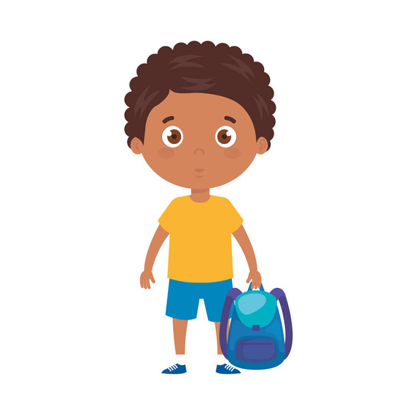 student boy with school suitcase, back to school - Vector, Image