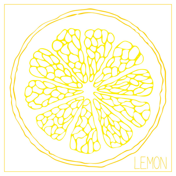 Vector silhouette of lemon slices. Isolated drawing fruit on a white background. - ベクター画像
