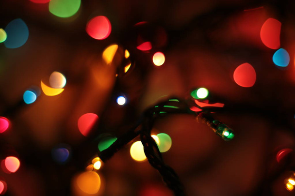 Weihnachten Bokeh Girlande hell saftig Hintergrund - Foto, Bild