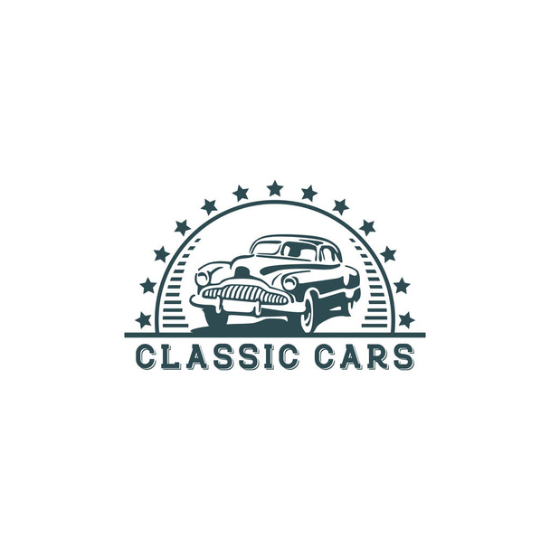 Klasik araba restorasyon logosu tasarımı, araba restorasyon logosu resmi - Vektör, Görsel