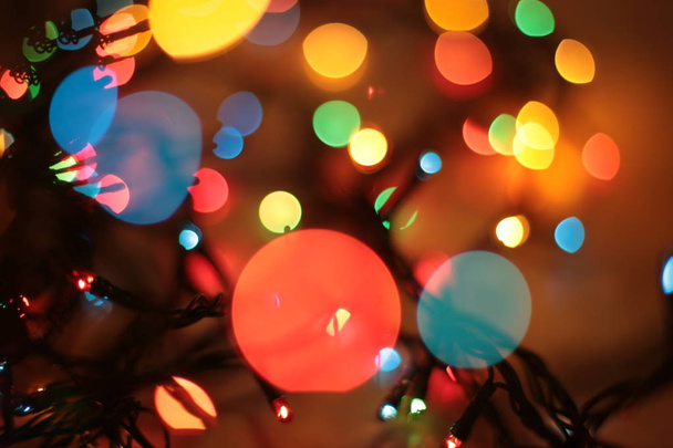 Karácsonyi bokeh koszorú fényes lédús háttér - Fotó, kép