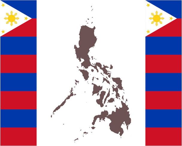 Filippiinien kartta taustalla lipulla
 - Vektori, kuva