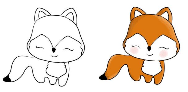 cartoon cute toy hand drawn little fox - Photo, Image