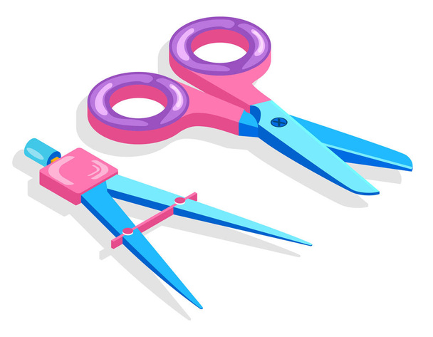 Scissors, School or Office Supply with Handles - Vecteur, image
