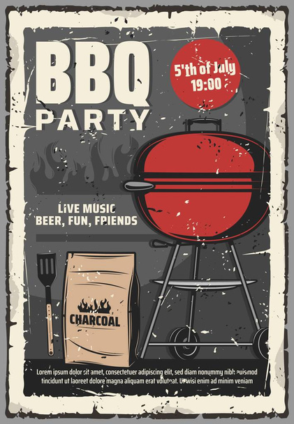 5 July barbecue and burger grill cookout party - Vector, Image