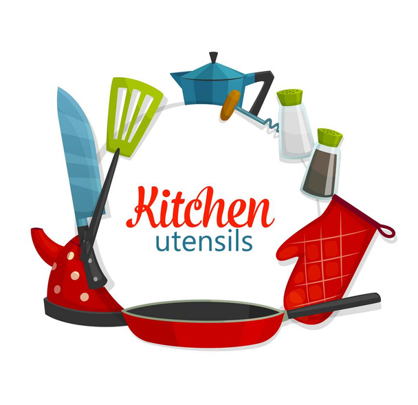 Εργαλεία κουζίνας, μαγειρικά σκεύη και είδη μαγειρικής - Διάνυσμα, εικόνα