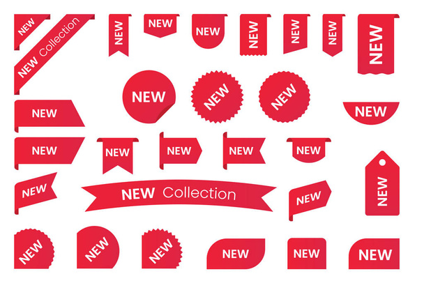 Rode gradiënt badges, etiketten of stickers collectie. - Vector, afbeelding